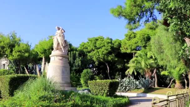 Atenas Ática Grecia Octubre 2018 Estatua Lord Byron Figura Blanca — Vídeos de Stock