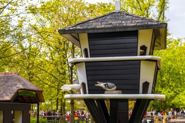 Keukenhof Lisse 'deki büyük kuş yemi Güney Hollanda, Hollanda, Avrupa.