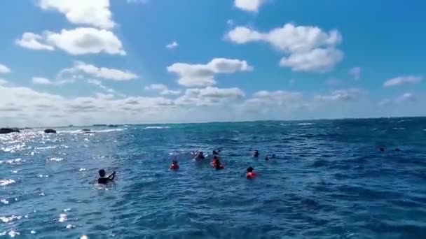 Κανκούν Κιντάνα Ρου Μεξικό Ιανουάριος 2022 Άνθρωποι Snorkeling Κολύμπι Στην — Αρχείο Βίντεο