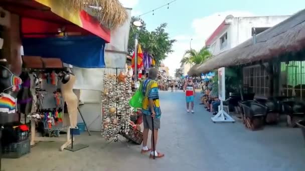 Канкун Квінтана Мексика Січень 2022 Типові Барвисті Туристичні Вулиці Тротуари — стокове відео
