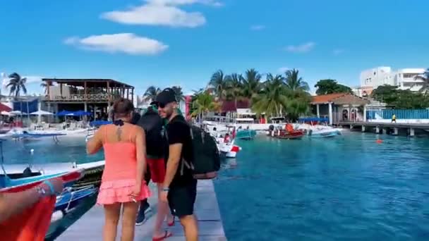 Cancun Quintana Roo Mexico March 2022 Boats Speedboats Yachts Jetty — Stock Video