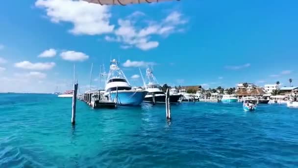 Cancun Quintana Roo Mexiko März 2022 Boote Schnellboote Yachten Und — Stockvideo