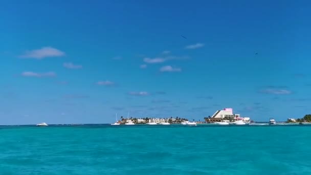 Cancun Quintana Roo Mexico Maart 2022 Boten Speedboten Jachten Jetty — Stockvideo
