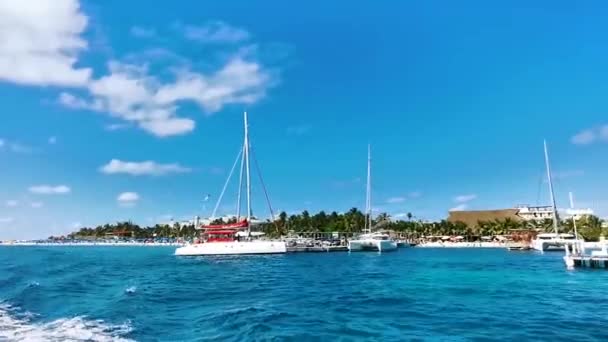 Cancun Quintana Roo Mexico March 2022 Boats Speedboats Yachts Jetty — Stock Video