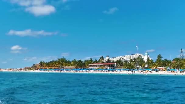 Isla Mujeres Vista Panorámica Isla Mujeres Desde Lancha Rápida Hasta — Vídeo de stock