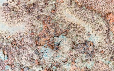 Zicatela Puerto Escondido Oaxaca Meksika 'da eğimli eski mavi boyalı duvar.