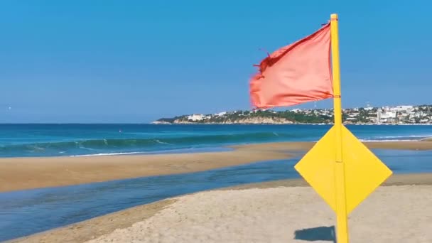 Плавание Красным Флагом Запретило Высокие Волны Сикателе Пуэрто Эскондидо — стоковое видео