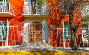 Lüks, güzel tropikal modern evler ve Bacocho Puerto Escondido Oaxaca Meksika 'daki oteller..