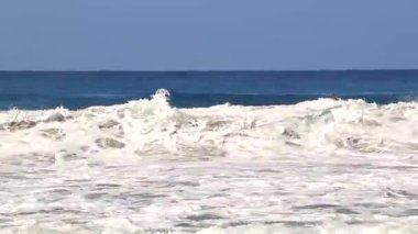 Extremely huge big powerful surfer waves on the beach in Zicatela Puerto Escondido Oaxaca Mexico.