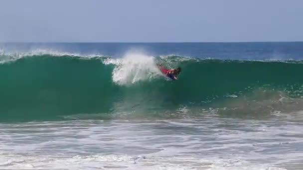 Puerto Escondido Oaxaca Mexico November 2022 Surfer Surfing Surf Surfboard — стокове відео