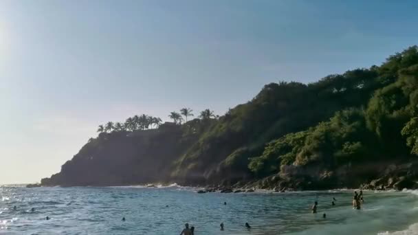 Puerto Escondido Oaxaca Meksyk Listopad 2022 Plaża Piasek Turkusowy Błękitna — Wideo stockowe