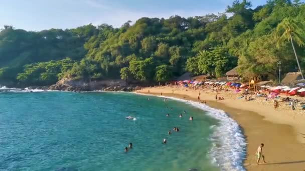 Puerto Escondido Oaxaca Mexico November 2022 Beach Sand Turquoise Blue — Stock Video