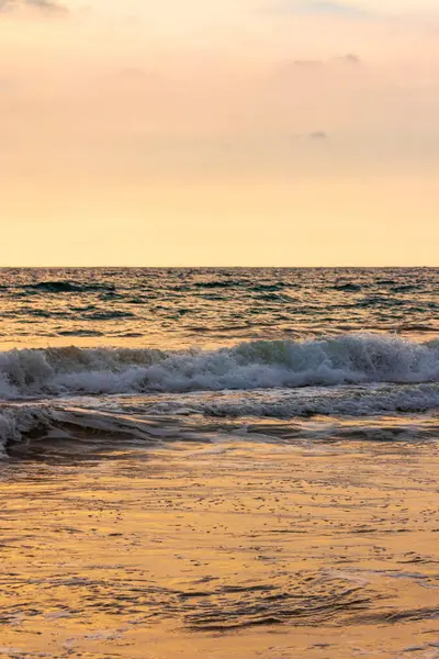 stock image Beautiful sunny landscape panorama with huge powerful waves and clear water in Bentota Beach Galle District Southern Province Sri Lanka island.