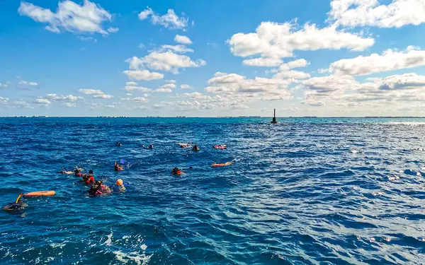 stock image Cancun Quintana Roo Mexico 24. January 2022 People snorkeling swimming in the open sea on Isla Mujeres island in Cancun Quintana Roo Mexico.