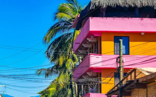 stock image Luxurious beautiful tropical modern houses and residential hotels resorts in Bacocho Puerto Escondido Oaxaca Mexico.