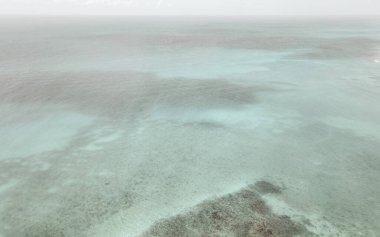 Mercan resifi Palancar deniz manzarası ve turkuaz yeşil ve mavi su ile Karayip deniz manzarası Playa del Carmen Quintana Roo Meksika 'da dalgalar.