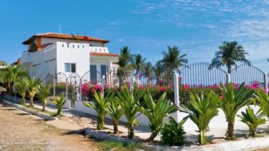Lüks, güzel tropikal modern evler ve Bacocho Puerto Escondido Oaxaca Meksika 'daki oteller..