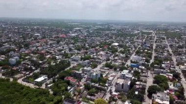Playa del Carmen Quintana Roo Meksika 04. Playa del Carmen Quintana Roo Meksika 'dan İHA ile Temmuz 2024 panorama panoramik şehir manzarası.