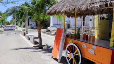 Playa del Carmen Quintana Roo Mexico 'da tropikal sokak suyu satılıyor..