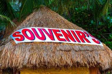 Playa del Carmen Quintana Roo Meksika 14. Playa del Carmen Quintana Roo Meksika 'daki La Quinta Avenida turist sokağındaki dükkanda 2023 Ağustosu.