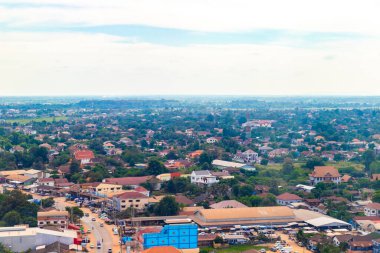 Güney Asya 'daki Vientiane Laos' ta sokak binaları ve gökyüzü manzaralı şehir..