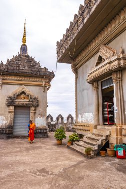 Patuxai Patuxay Zafer Kapısı ve Güney Asya 'daki Vientiane Laos şehir parkı anıtı.