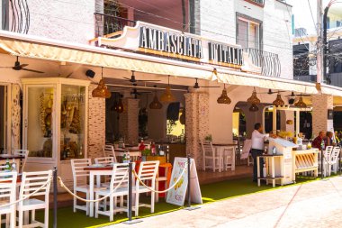 Playa del Carmen Quintana Roo Meksika 'daki Quinta Avenida bar ve restoranı.