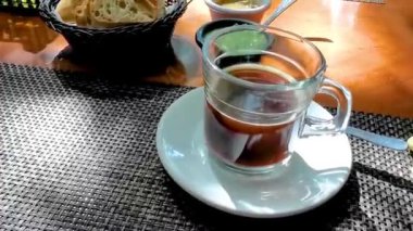Playa del Carmen Quintana Roo Meksika 'da sabah kahvaltısı için güzel bir kahve..