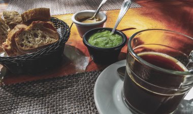 Playa del Carmen Quintana Roo Meksika 'da sabah kahvaltısı için güzel bir kahve..