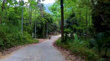 Khao Lak Phang Nga Tayland 10. Şubat 2020 Khao Lak Amphoe Takua Pa Phang Nga Tayland 'da bir motosiklet motosikletiyle tropikal doğada yol alırken..