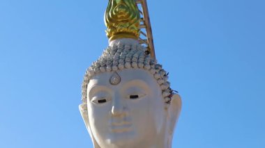 Khao Lak Phang nga Tayland 'daki Wat Phadung Tham Phothi tapınağındaki dev beyaz Buda heykeli..