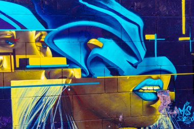 Centro Historico Mexico City 10 numara. Şubat 2021 Mükemmel renkli insanlar ve hayvan grafitileri ve resim resimleri Centro Historico City Mexico 'da şehir sokaklarında.