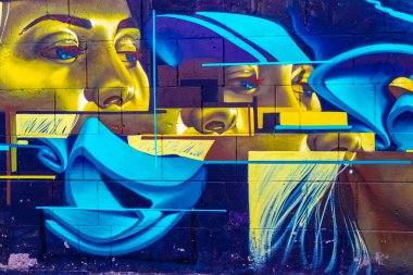 Centro Historico Mexico City 10 numara. Şubat 2021 Mükemmel renkli insanlar ve hayvan grafitileri ve resim resimleri Centro Historico City Mexico 'da şehir sokaklarında.