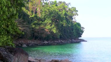 Güzel tropikal orman doğa doğa deniz kıyısı Khao Lak Lak Ru Ulusal Parkı Khuekkhak Amphoe Takua Pa Phang Nga Tayland 'da dalgalar ve plajlar.