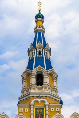 Brest Brest Bölgesi Belarus 26. Eylül 2020 Leninskiy Rayon Brest İlçe Brest Bölgesi 'nde mavi soğan kubbesiyle ünlü Aziz Nicholas Kilisesi Katedrali.