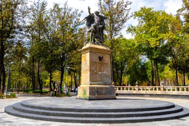 Mexico City, 11 numara. Şubat 2021 Beethoven Anıtı heykeli Alameda Central Park, Centro Historico City Mexico 'da.