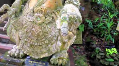 Chiang Mai Amphoe Mueang Chiang Mai Tayland 31 numara. Ekim 2018 Eski Mossy Buda heykeli heykeli heykeli heykeli heykeli Wat Pha Lat tapınağında Chiang Mai Tayland tropikal doğa ormanında.