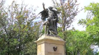 Mexico City, 11 numara. Şubat 2021 Beethoven Anıtı heykeli Alameda Central Park, Centro Historico City Mexico 'da.