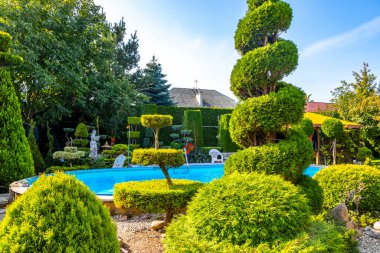 Brest Brest Bölgesi Belarus 20. Eylül 2020 Leninskiy Rayon Brest İlçe Brest Bölgesi 'ndeki bahçede güzel bir havuz..