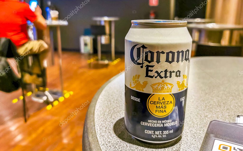 Penon de los Banos Venustiano Carranza Mexico City Mexico 06. February 2021 Corona Beer Beers and Lime in a Bar Restaurant in Mexico City Mexico.