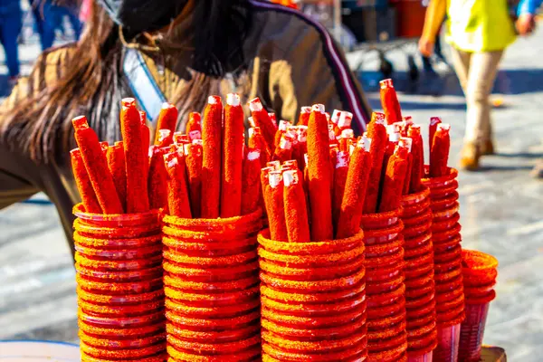 Mexico City Mexico 'da, Centro Historico' da yiyecek ve içecek satan bir dükkan..