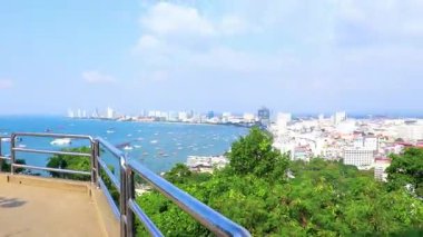 Pattaya Chon Buri Tayland 27 numara. Ekim 2018 Pattaya Şehir Koyu Sahili Doğa İskelesi ve Pattaya Bang Lamung Chon Tayland Panorama Manzarası.