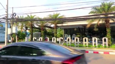 Pattaya Chon Buri Tayland 25. Ekim 2018 Jomtien ve Copacabana Pattaya harfleri ile Pattaya Bang Lamung Amphoe Chon Buri Tayland, Güneydoğu Asya.