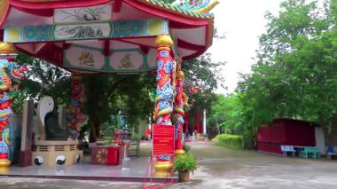 Pattaya Chon Buri Tayland 25. Ekim 2018 Kırmızı Sarı Wat Wang Sam Sien Tapınağı Çin Pavyonu Pattaya Bang Lamung Amphoe Chon Buri Tayland.