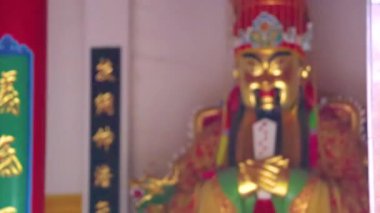 Pattaya Chon Buri Tayland 25. Ekim 2018 'de Pattaya Bang Lamung Amphoe Chon Buri Tayland' da Çin Tapınağı Tapınağı 'ndaki Çin Pavilyonu' nda Çin Tanrısı Heykeli dikildi..