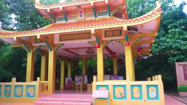 Pattaya Chon Buri Tayland 25. Ekim 2018 Kırmızı Sarı Wat Wang Sam Sien Tapınağı Çin Pavyonu Pattaya Bang Lamung Amphoe Chon Buri Tayland.