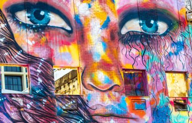 Rio de Janeiro Eyaleti Rio de Janeiro Brezilya 11. Aralık 2020 Santa Teresa Centro Şehir Sokakları Brezilya 'da Turizm Sanatı Graffiti Tabloları ve Binaları ile Şehir Sokakları Panoraması.