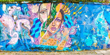 Rio de Janeiro Eyaleti Rio de Janeiro Brezilya 10. Aralık 2020 Santa Teresa Centro Şehir Sokakları Brezilya 'da Turizm Sanatı Graffiti Tabloları ve Binaları ile Şehir Sokakları Panoraması.