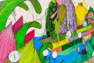 Rio de Janeiro Eyaleti Rio de Janeiro Brezilya 03. Aralık 2020 Santa Teresa Centro Şehir Sokakları Brezilya 'da Turizm Sanatı Graffiti Tabloları ve Binaları ile Şehir Sokakları Panoraması.