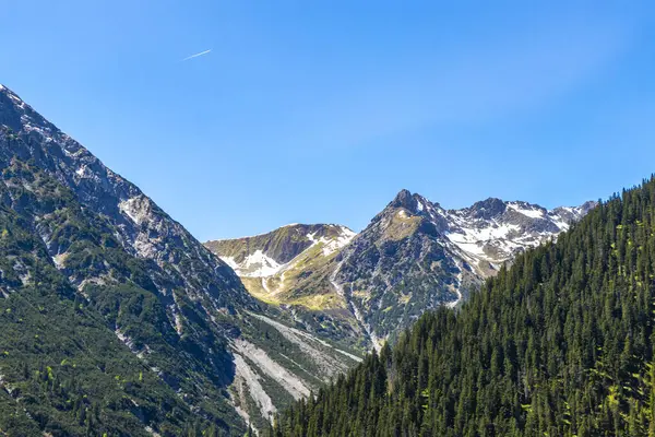Dağ ve dağlık arazi dağları Alpler 'de kar, doğa ve mavi gökyüzü ile kayalar ve tepeler Tyrol Avusturya.